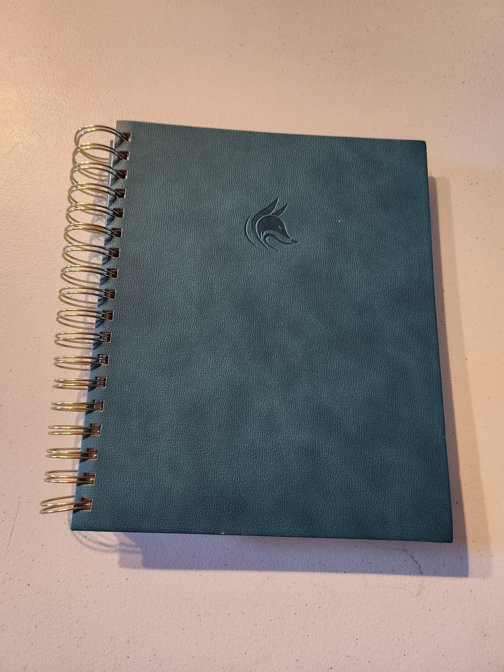 Teal Spiral-Bound Notebook with Gold Coil – Professional Journal